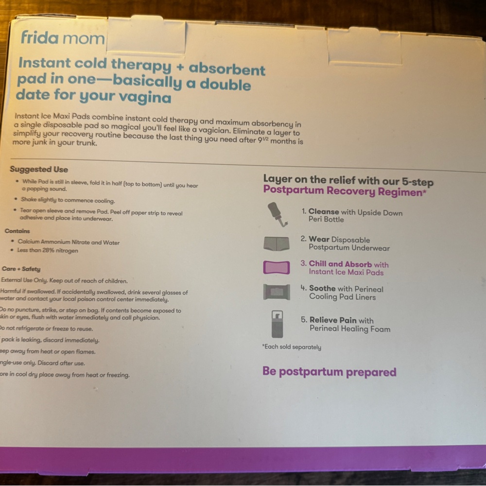 BNIB Frida Mom Instant Ice Maxi Pads - Picture 2 of 3